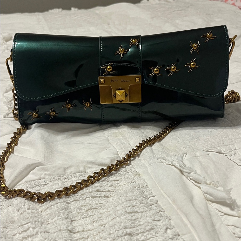 Betsey Johnson metallic Jade colored Spider Purse